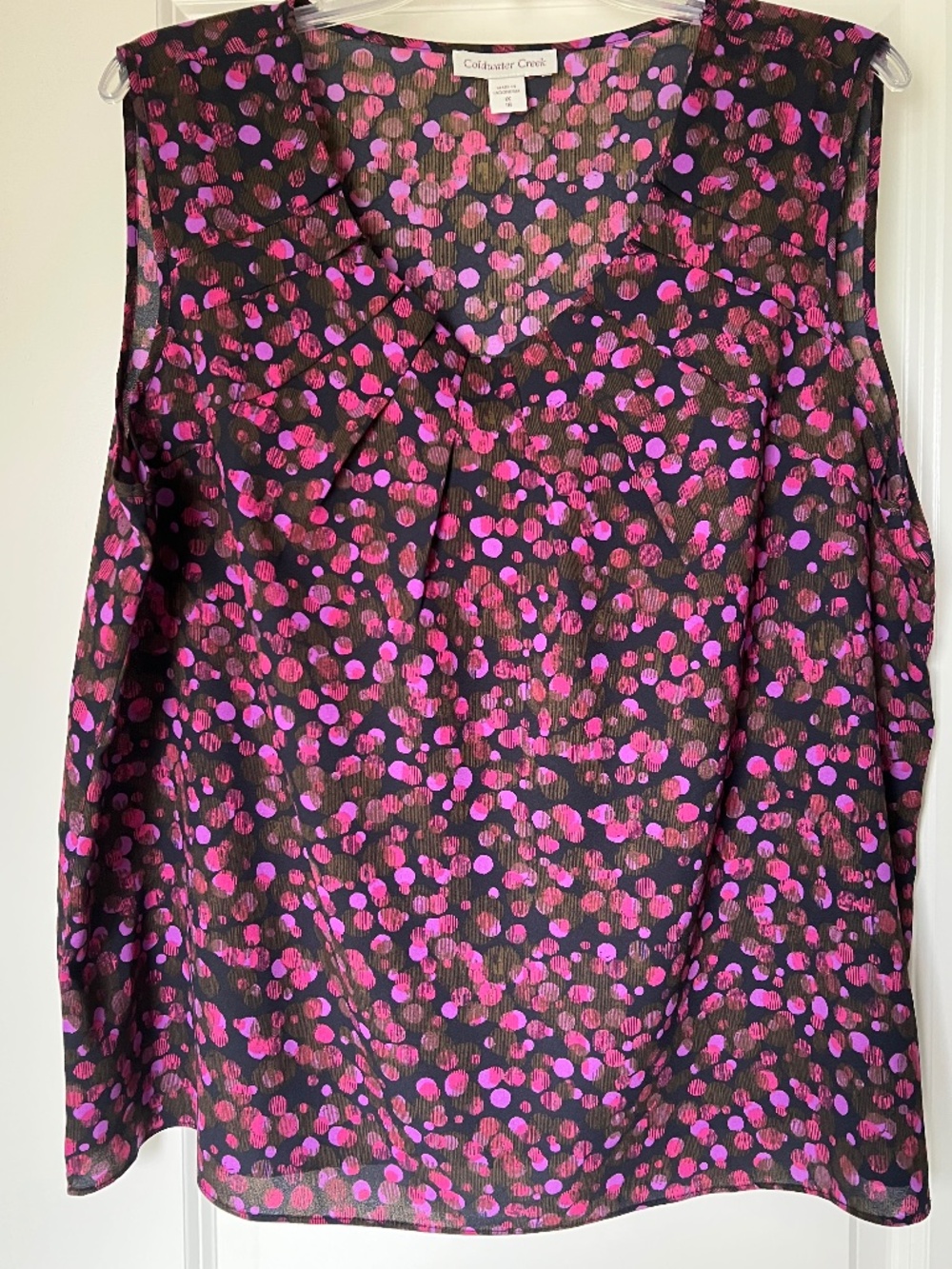 Coldwater Creek Blouse Top Size 1X/18 Plus Pullover All Over Print Sleeveless